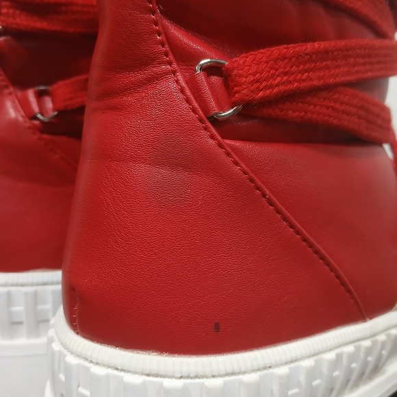 Liliana Richie-1 Cherry Red Chunky Lug Platform High Top Sneaker Boot Sz 8 - Picture 7 of 16